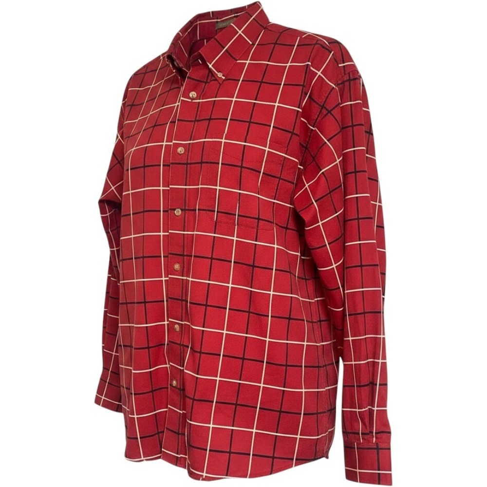 Natural Issue Red Windowpane Plaid Wrinkle Free Button Down Shirt Mens XL